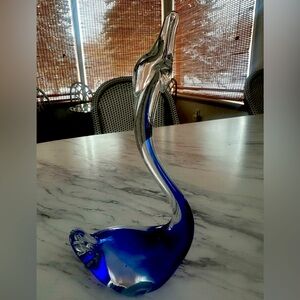 Glass Vintage  Mid-Century Art Glass Cobalt Blue  Bird